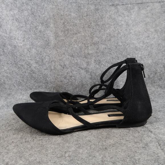 Forever 21 Shoes Womens 9 Flats Caged Pointy Closed Toe Heel Zip Black Classic - Picture 4 of 11